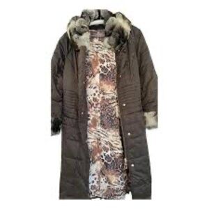Birger Christensen Puffer Fur Funnel-neck Jacket Ganache Bown